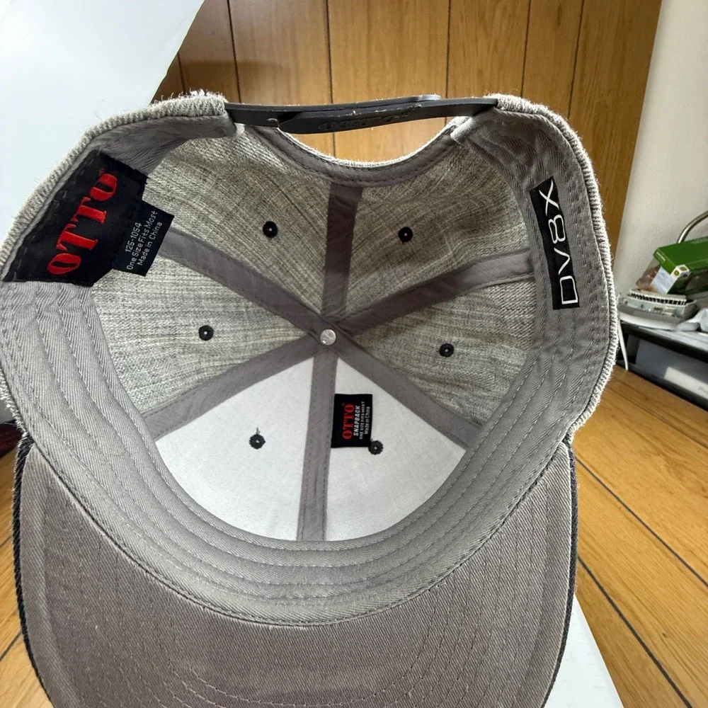 DV8X OTTO Snapback Hat Grey Heather Palm Tree Logo Flat Brim Cap 125-1054